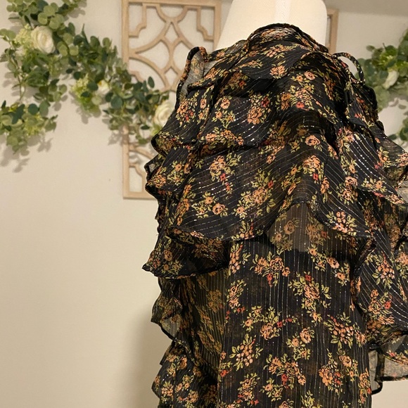 Topshop Sheer Ruffle Blouse - Picture 4 of 10